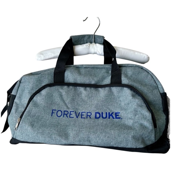 Duke Duffle Bag Gray Black Handles Front zipper pocket side mesh pocket FOREVER
